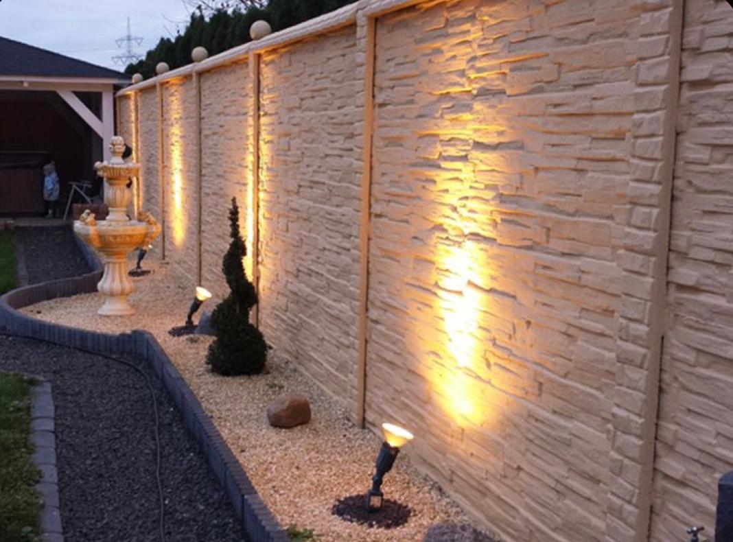 Clôture béton 3D éclairage de nuit
