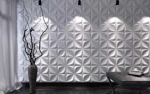 Plaquettes de parement 3D blanc géométrique showroom design