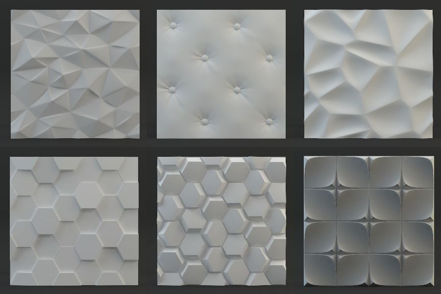 Collection plaquettes de parement 3D six textures différentes